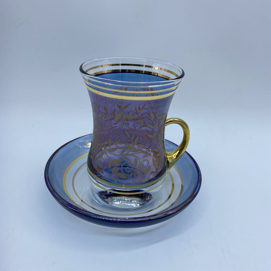 Turkish Tea Glasses - Purple and Gold