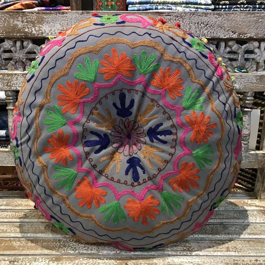 Round Embroidered Cushion - Neha