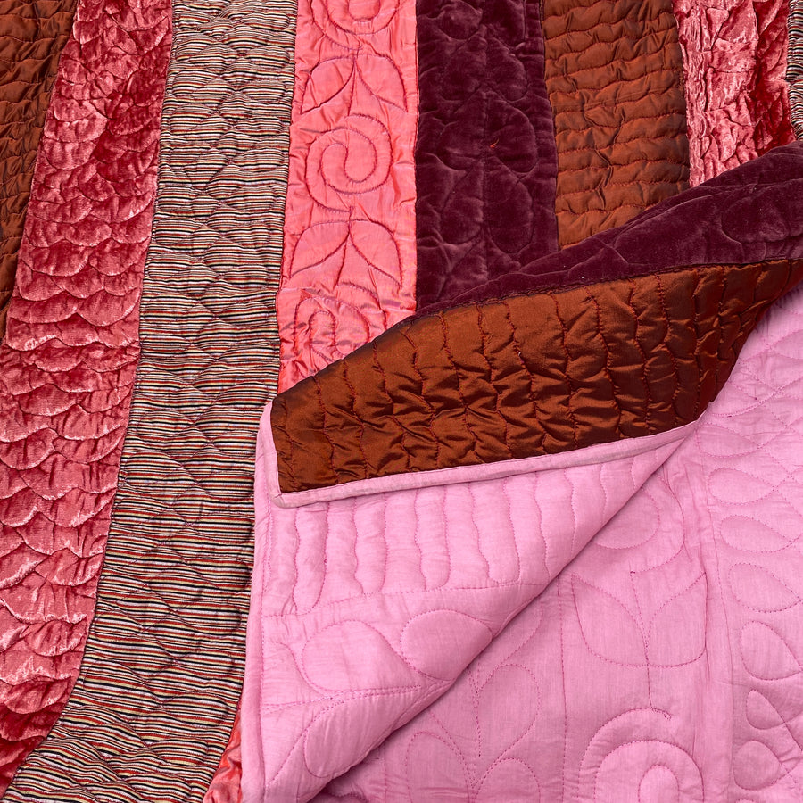 Indian Velvet Quilt - Salmon Pink