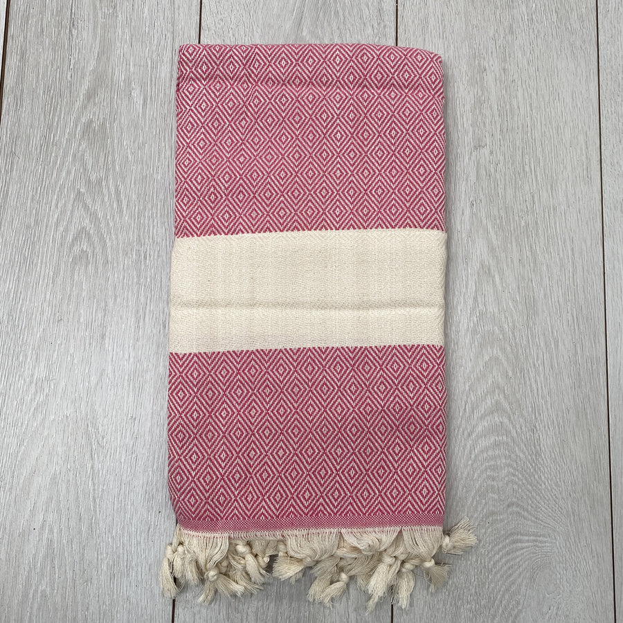 Turkish Towel Diamond Weave  Pink
