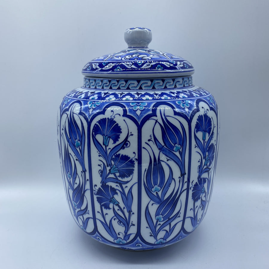 Turkish Ceramic Ginger Jar - Blue Tulip