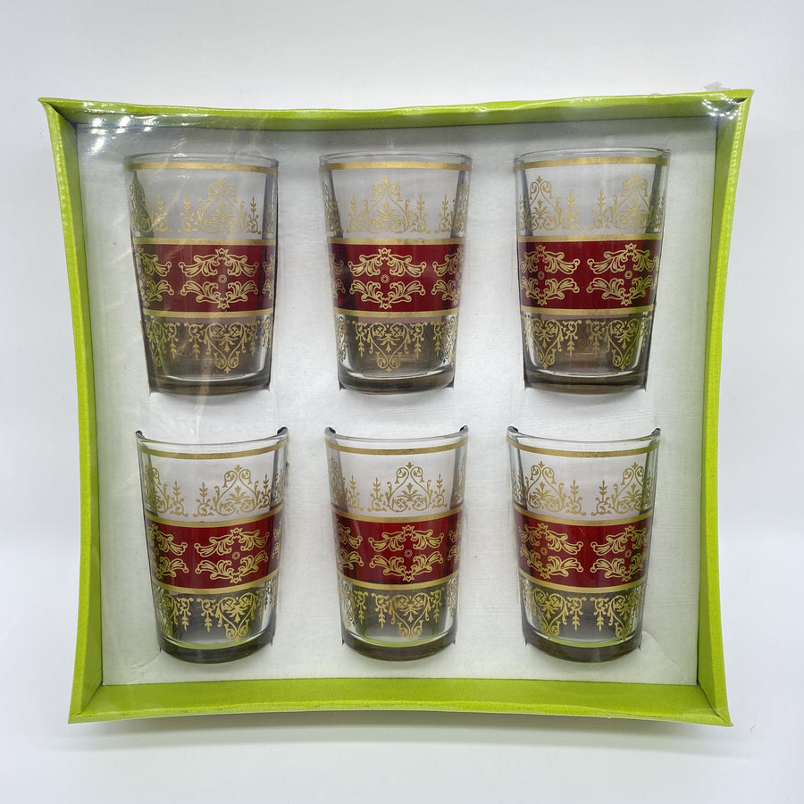 Moroccan Tea Glasses - Tunis Red, Medium, Set of 6