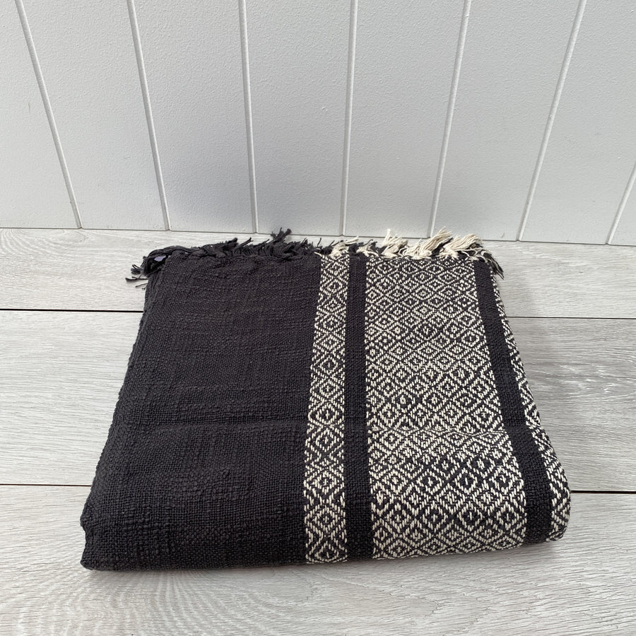Handloomed Throw - Black and White