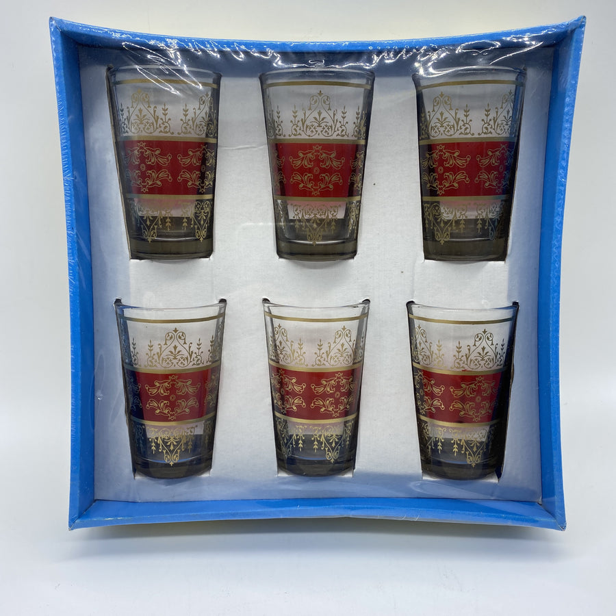 Moroccan Tea Glasses - Tunis Red, Small Set of 6