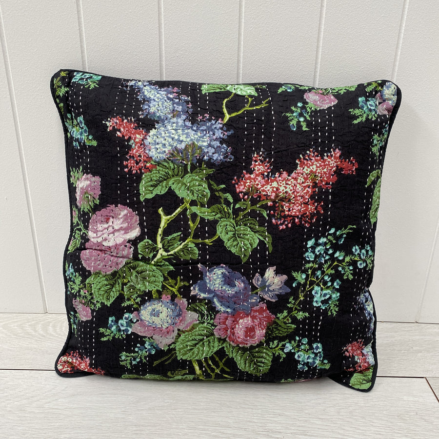 Floral Cushion - Black