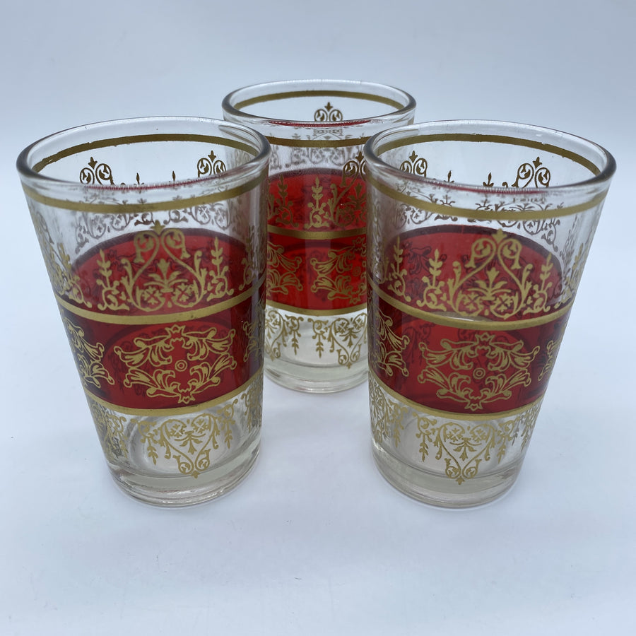 Moroccan Tea Glasses - Tunis Red, Small