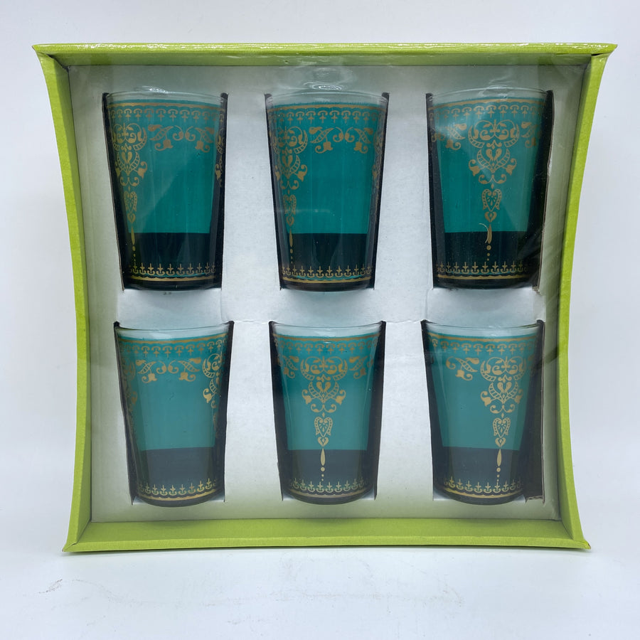 Moroccan Tea Glasses - Marjana Turquoise, Set of 6