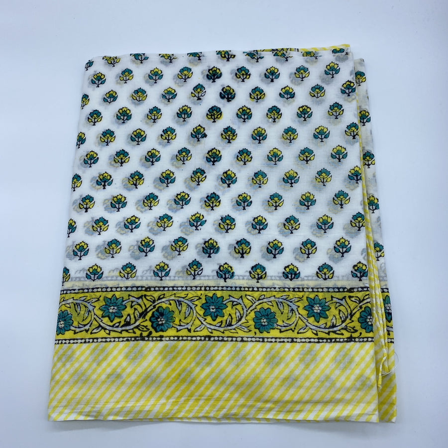 Cotton Sarong/Wrap Block Printed - Yellow and Green