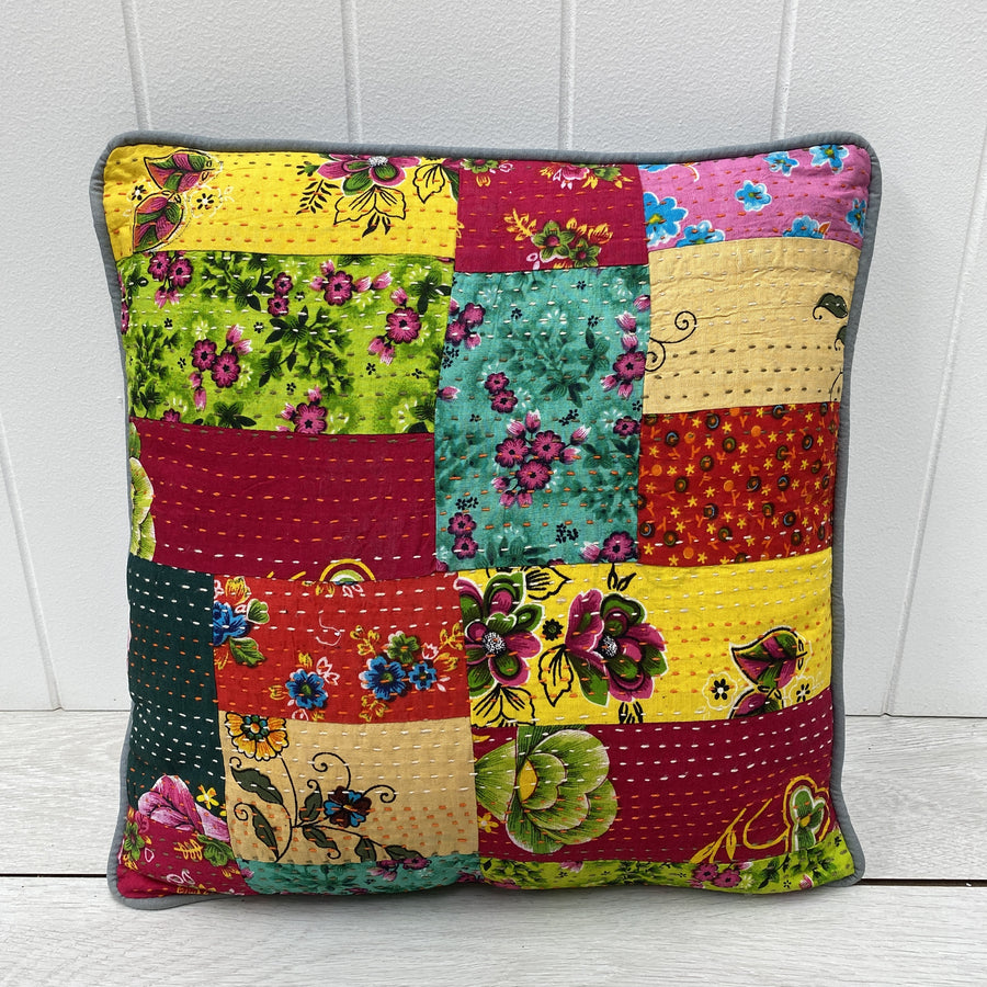 Floral Cushion - Bright Patchwork