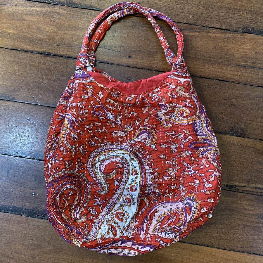 Cotton Bag - Red Paisley