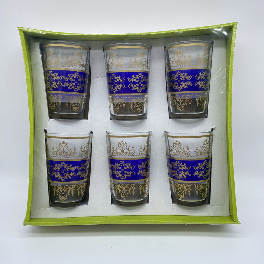 Moroccan Tea Glasses - Tunis Blue, Medium, Set of 6