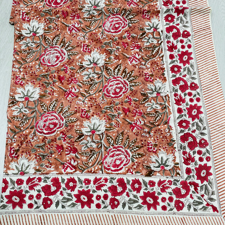 Block Printed Tablecloth - Rose