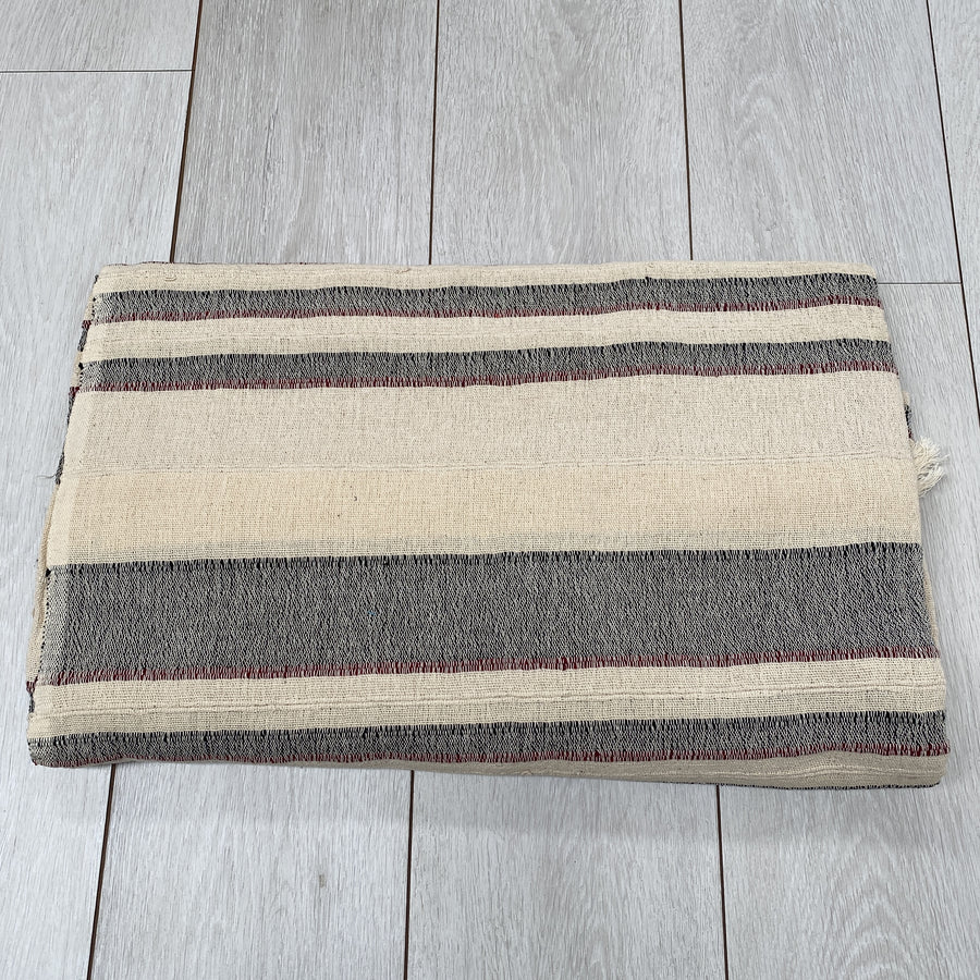 Indian Cotton Throw - Large, Natural and Black