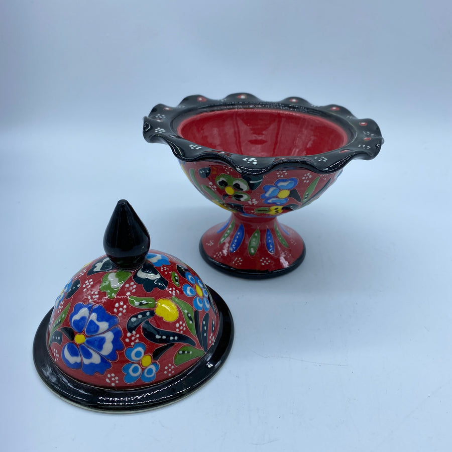 Ceramic Sugar Bowl - Small, Red