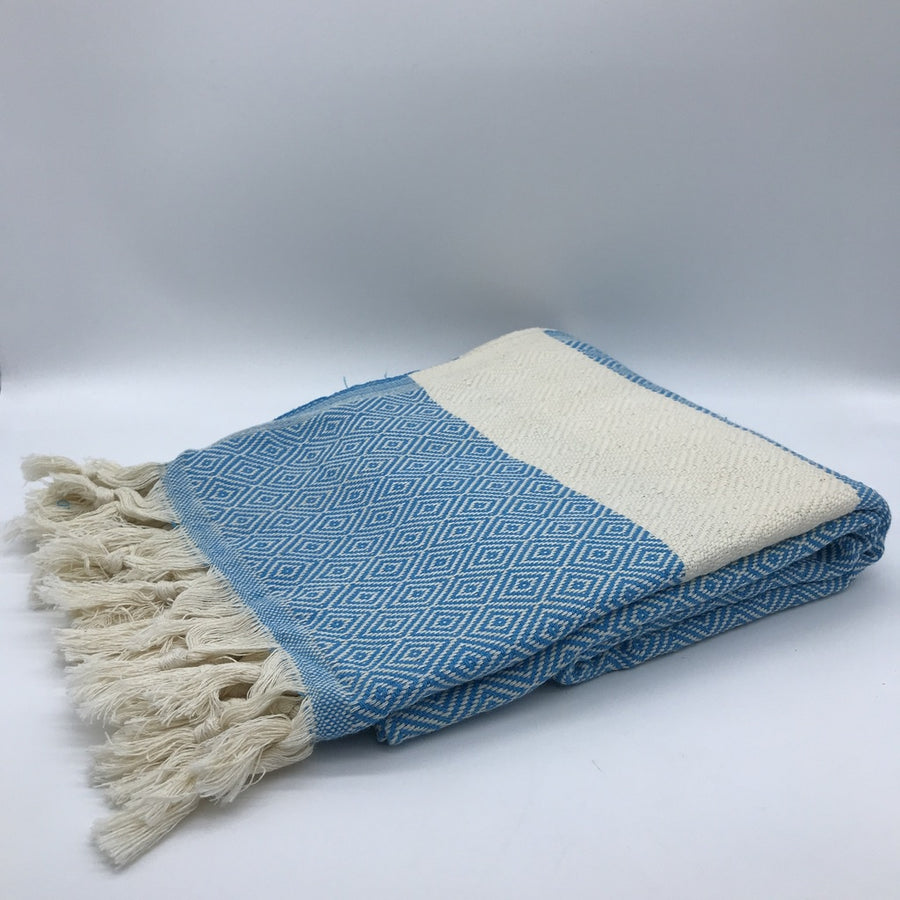 Turkish Towel Diamond Weave Blue