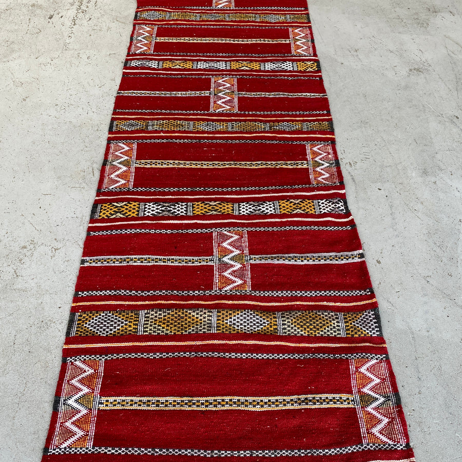 Moroccan Hall Runner - Berber Kilim, Red  4