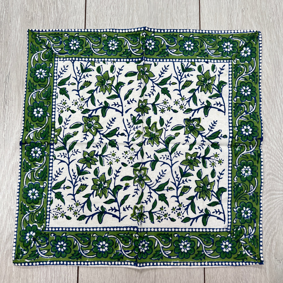 Napkin - Large, Green and White