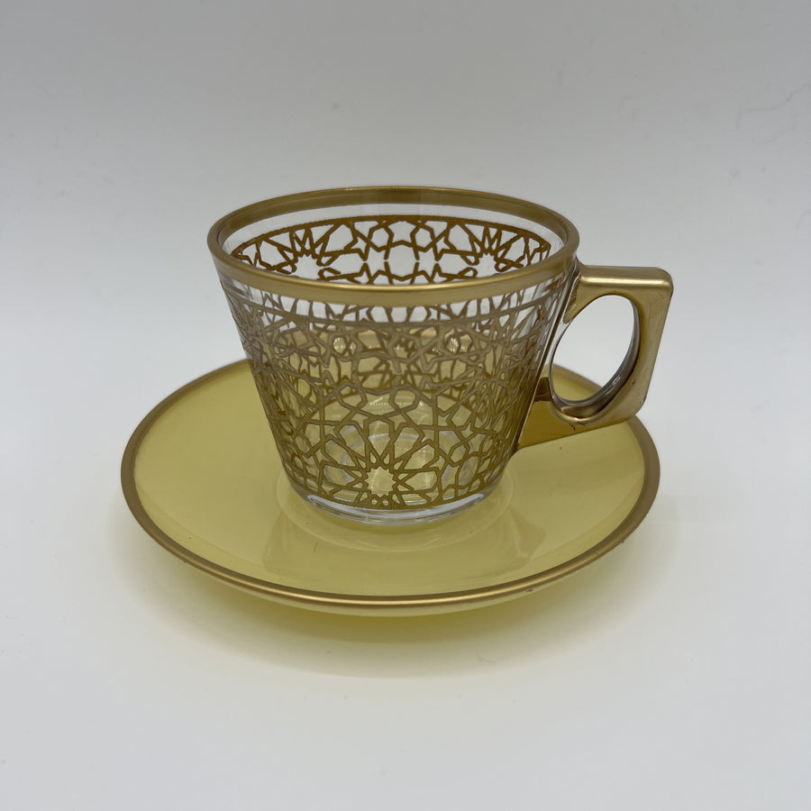Turkish Glass Coffee cup Set - Gold Arabic