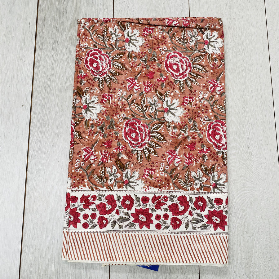 Block Printed Tablecloth - Rose