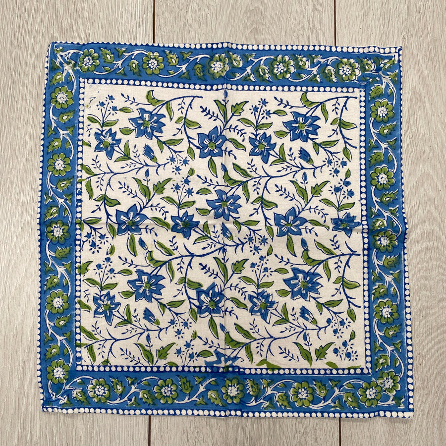 Napkin - Large, Blue and Green Flowers