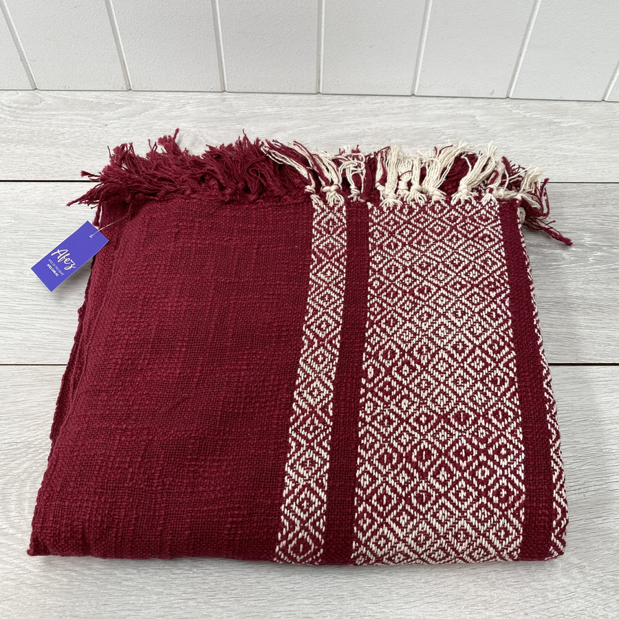 Handloomed Throw - Dark Red