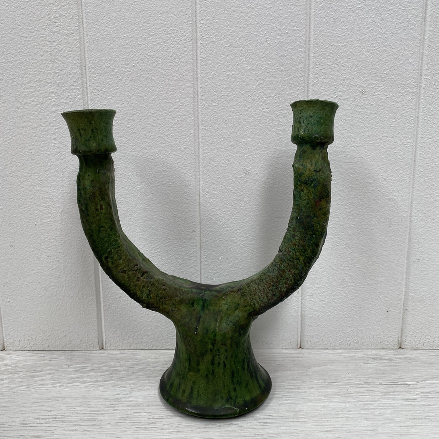 Tamegroute Candle Holder - Double, Green 2