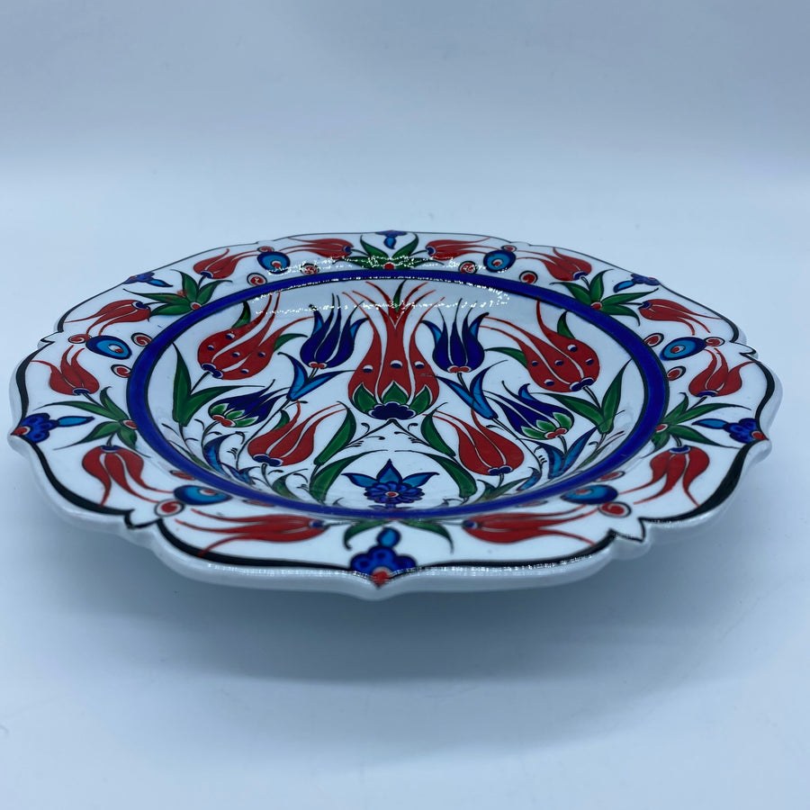 Turkish Plate 18cm Scalloped - Red Tulip