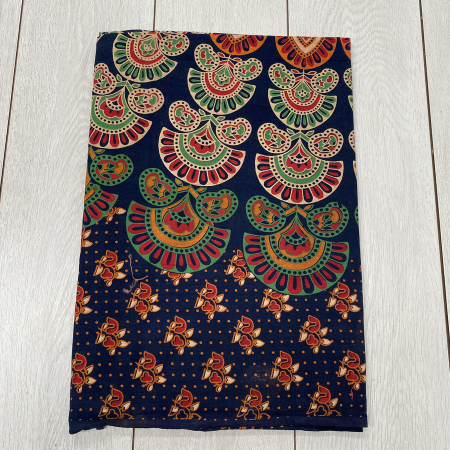 Indian Tablecloth - Barmeri, Fan Mandala Navy