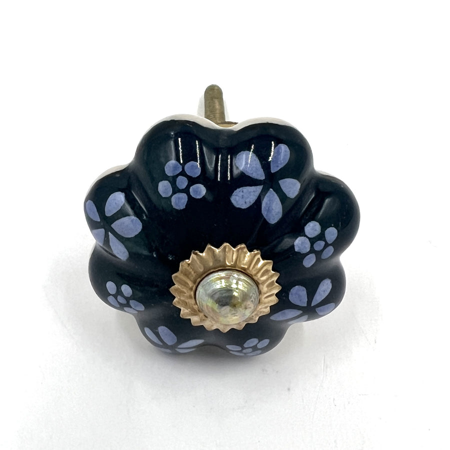 Blue Flower Door Knob