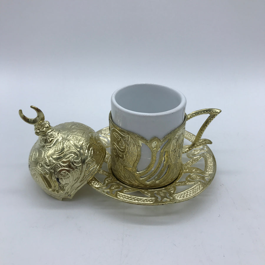 Turkish Coffee Cup and Saucer - Gold