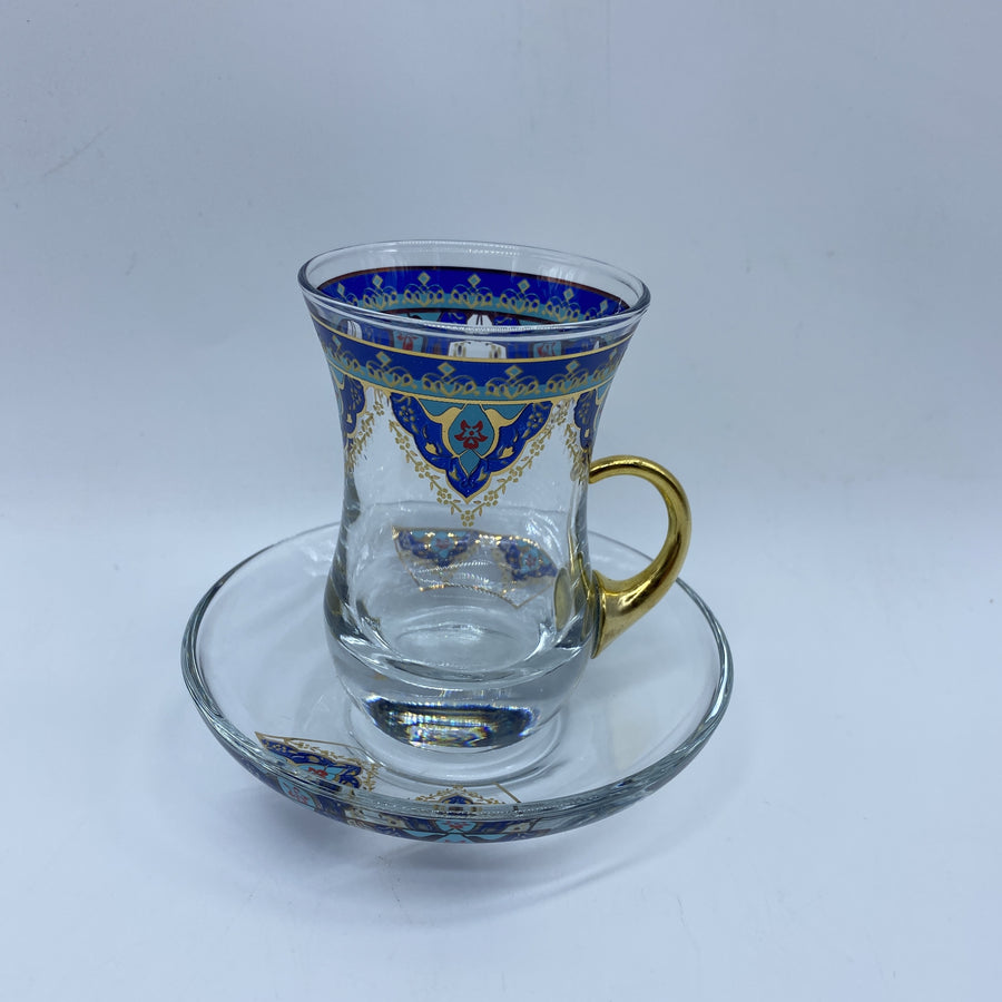 Turkish Tea Glasses - Gold Flower