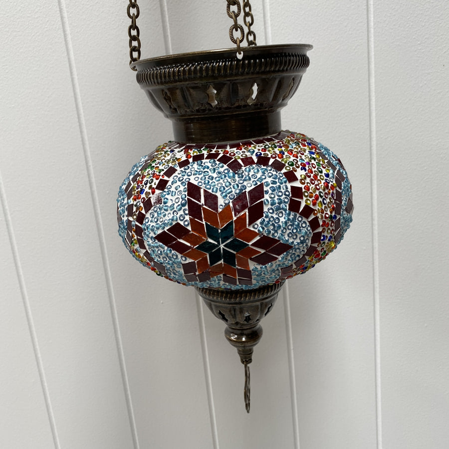 Turkish Mosaic Hanging Tea Light - Multi Flower 3