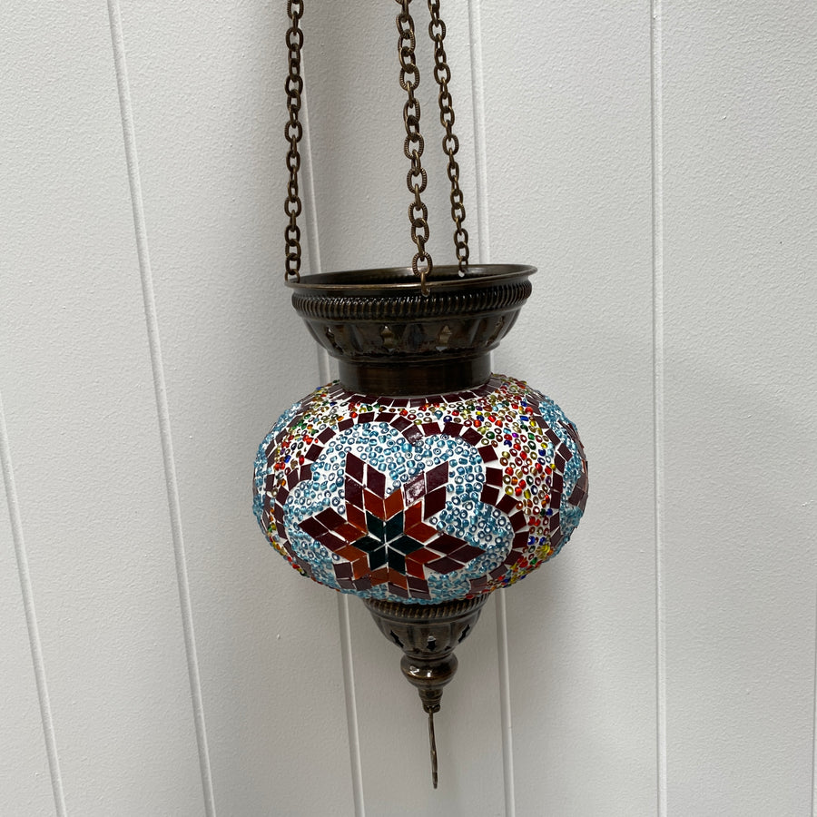 Turkish Mosaic Hanging Tea Light - Multi Flower 3