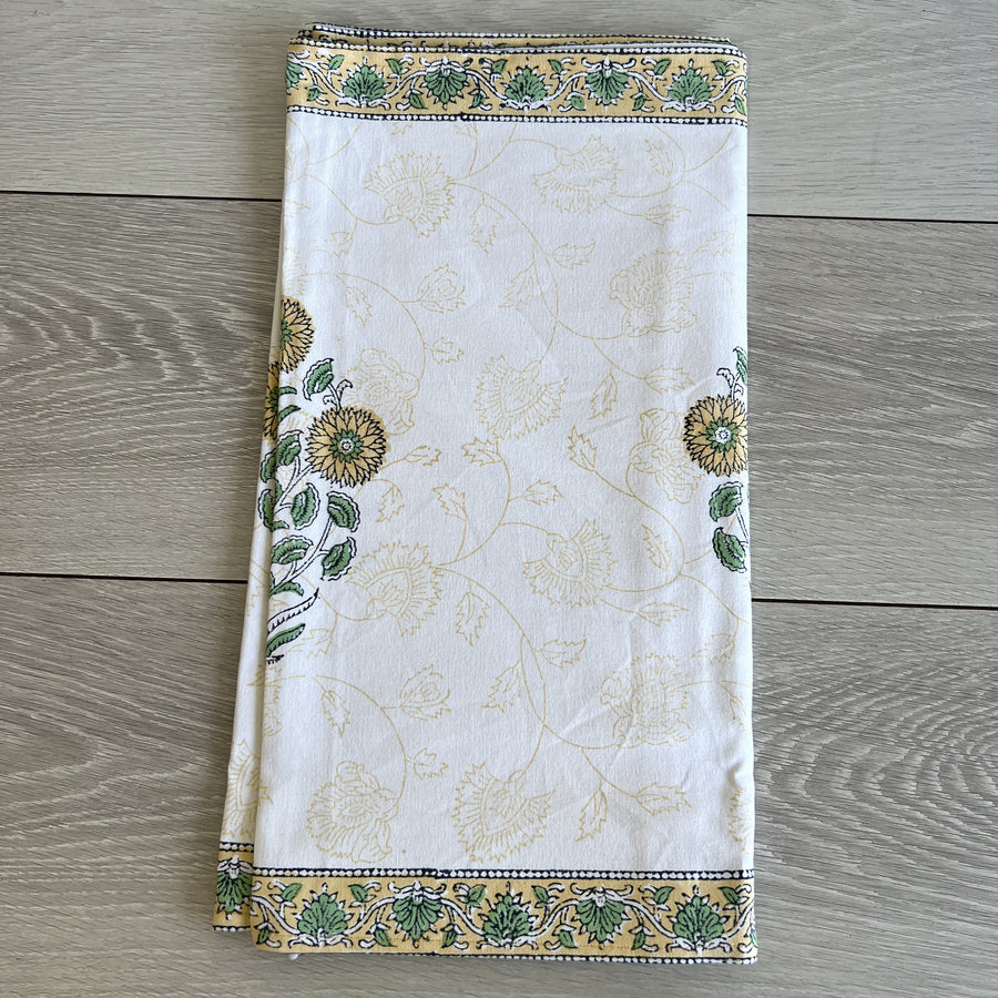 Block Printed Table Runner - Yellow Daisy