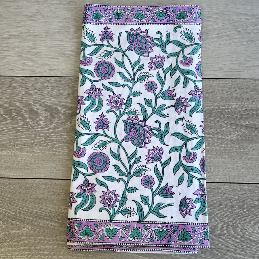 Block Printed Table Runner - Lilac Flower