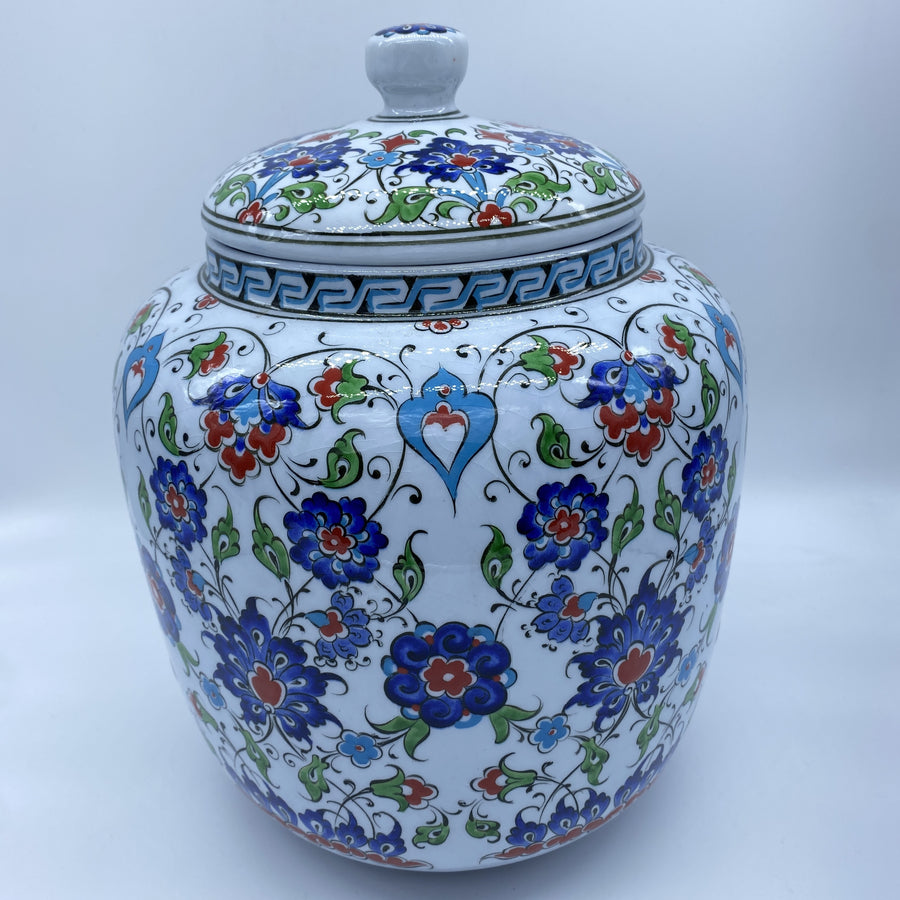 Turkish Ceramic Ginger Jar - Blue Flower