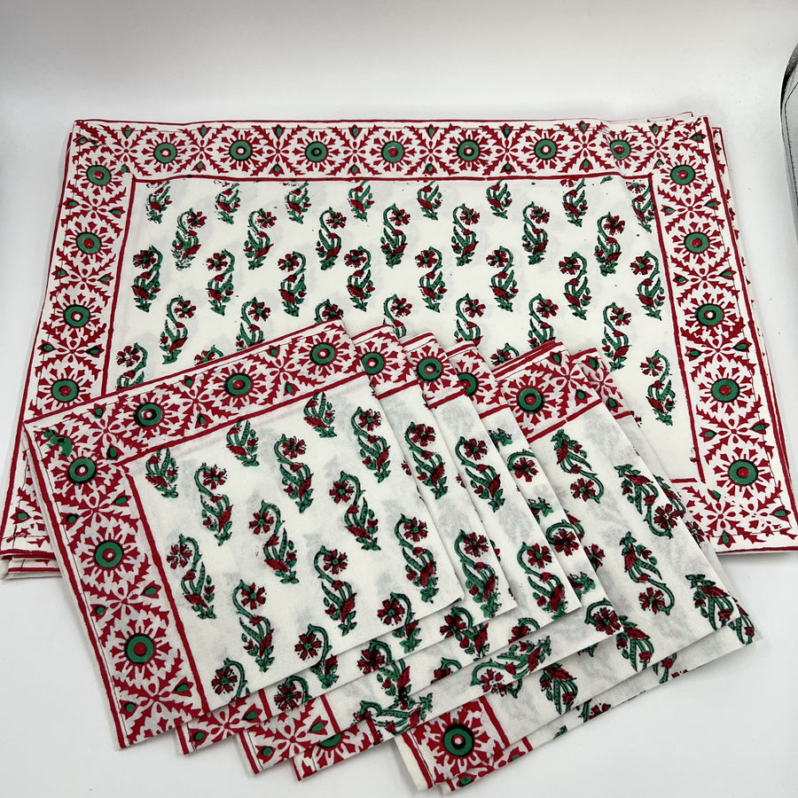 Placemat and Napkin Set Cerise Flower