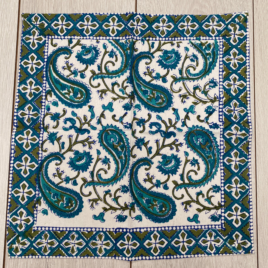 Napkin - Large, Teal Paisley