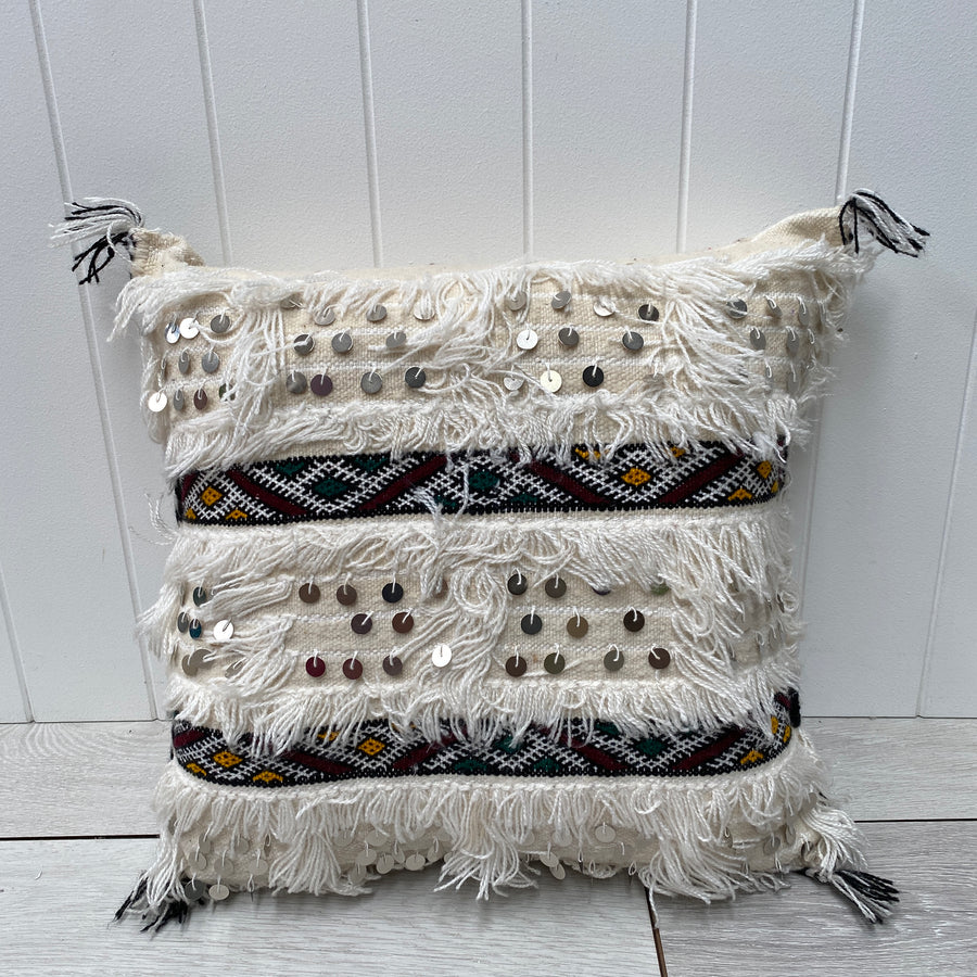 Moroccan Handmade Berber Cushion - White