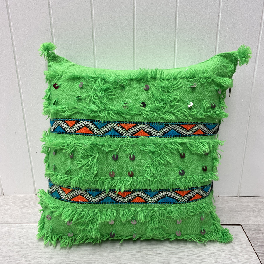 Moroccan Handmade Berber Cushion - Green