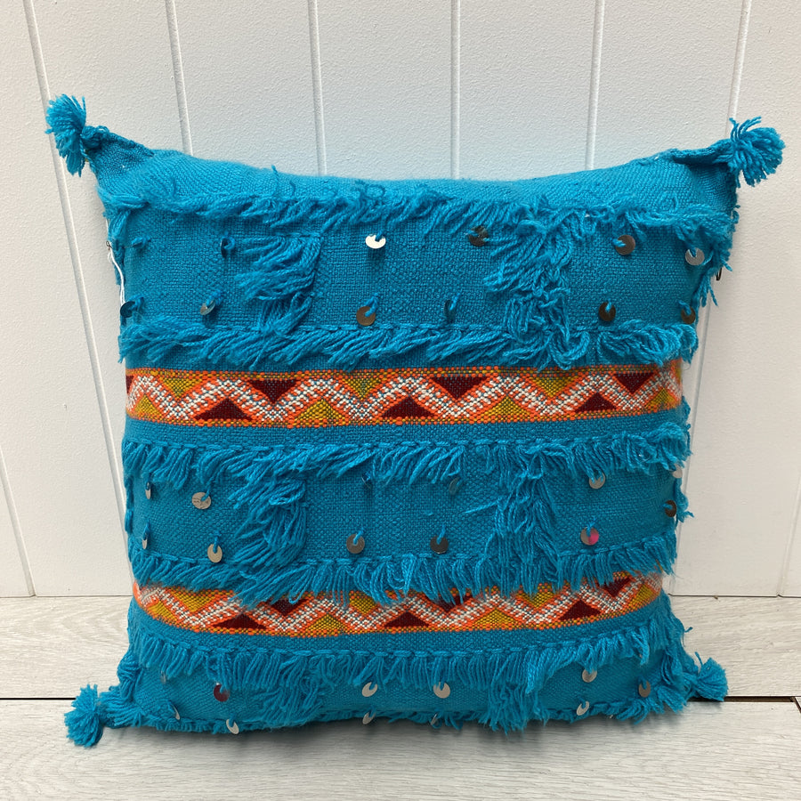 Moroccan Handmade Berber Cushion - Turquoise 2