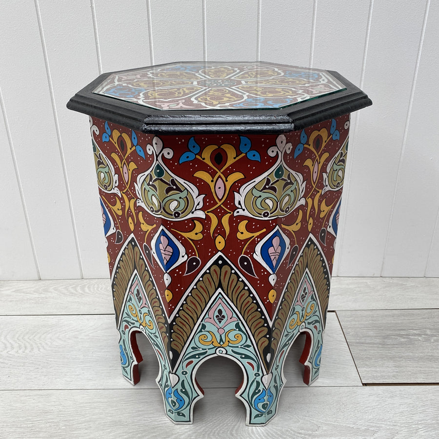 Moroccan Painted Octagon Side Table - Large 1