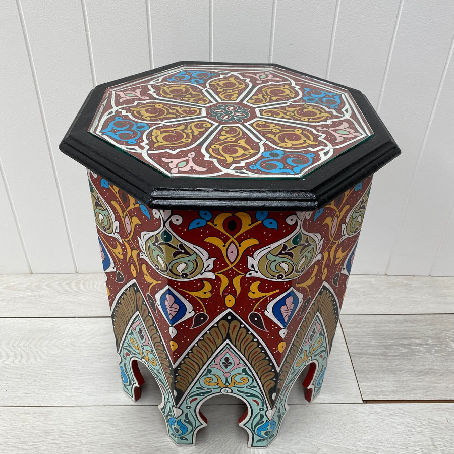 Moroccan Painted Octagon Side Table - Large 1