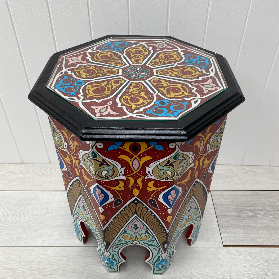 Moroccan Painted Octagon Side Table - Large 1