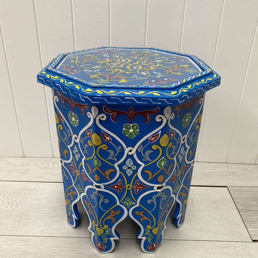 Moroccan Painted Octagon Side Table - Medium 1