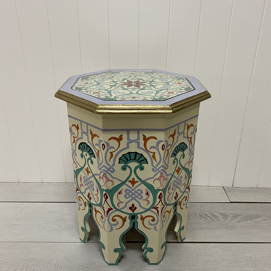 Moroccan Painted Octagon Side Table - Large 4