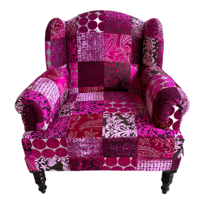 Maharaja Armchair - Pink Velvet Patchwork