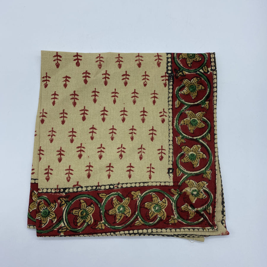 Napkin - Large, Bagru Red Flowers