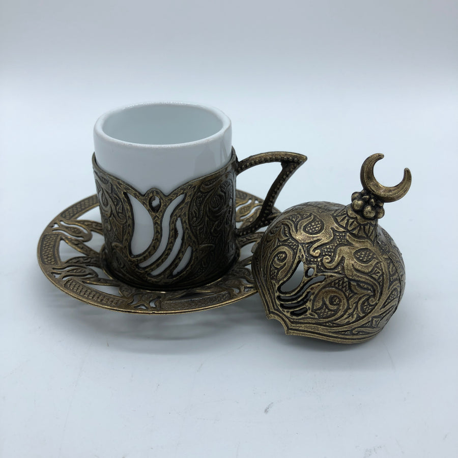 Turkish Coffee Cup and Saucer - Bronze