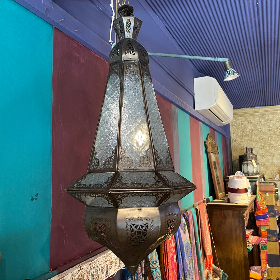 Moroccan Lantern - Clear Patterned Glass